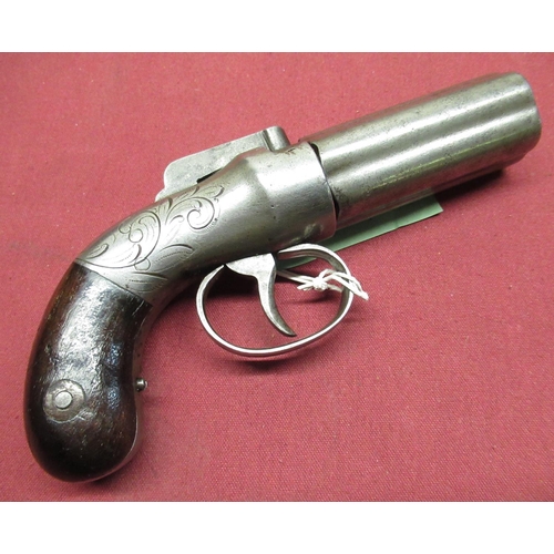 1037 - Allen & Wheelock 5 shot double action percussion pepperbox revolver, .31 cal, bar hammer action, 3
