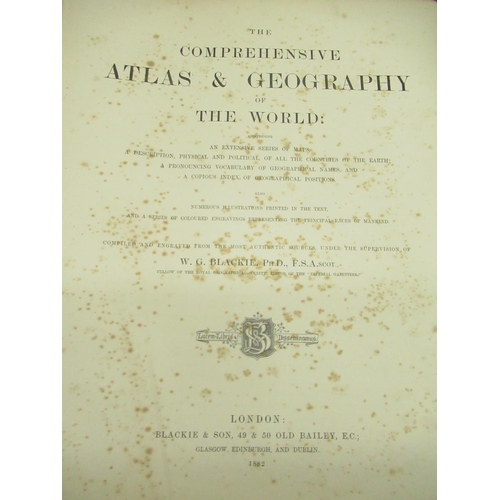 1311 - The Comprehensive Atlas & Geography of the World, Blackie & Son, 1882, half-leather bound (A/F)