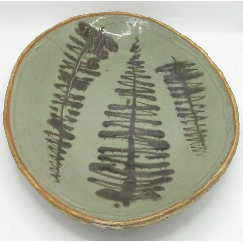 1242 - Michael Cardew (1901-1983) Abuja Pottery stoneware oval dish painted with meander pattern, impressed... 