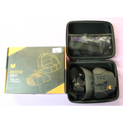 70 - A boxed set of Nightfox Swift night vision goggles, in full working order but this item has a cracke... 