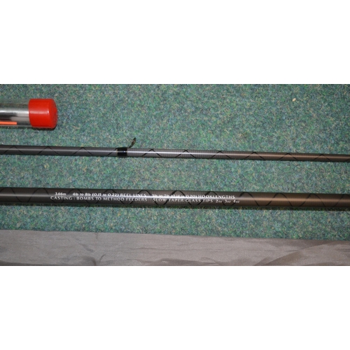 121 - Lightly used Drennan series 7, 12ft carp feeder fishing rod with 3 quiver tips