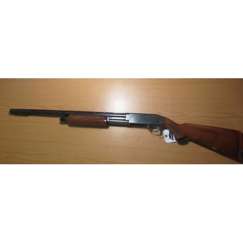 383 - Higgins 12B pump action shotgun with 22 1/2