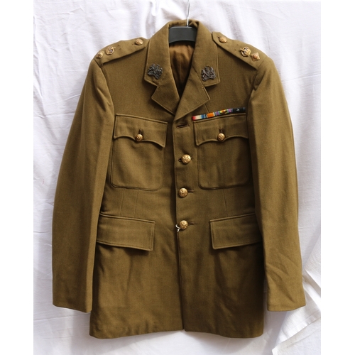 411 - British Army green khaki dress uniform jacket with buttons by Armfield Ltd of Birmingham, collar bad... 
