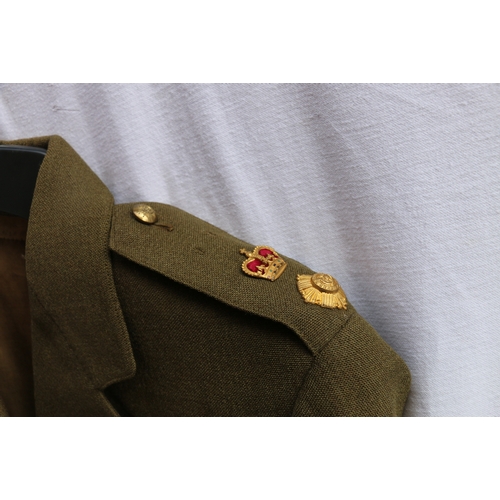 413 - British Army green khaki dress uniform jacket with C F Johns and Pegg of London label penned 