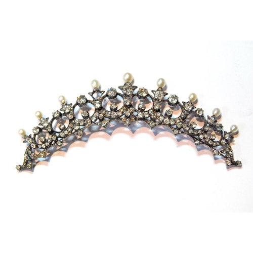 86 - 19th century part tiara with ninety old-cut diamond brilliants, the largest approximately .7ct, vari... 