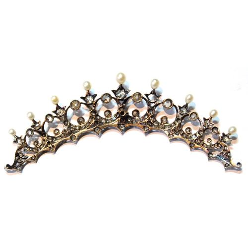 86 - 19th century part tiara with ninety old-cut diamond brilliants, the largest approximately .7ct, vari... 