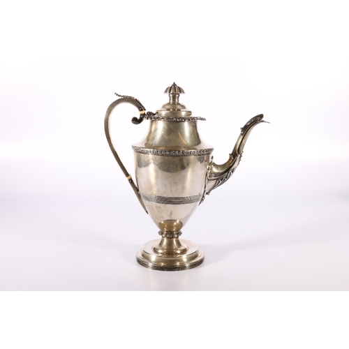 19 - George III silver hot water pot, the base foot with mark possibly for John Robinson London circa 175... 