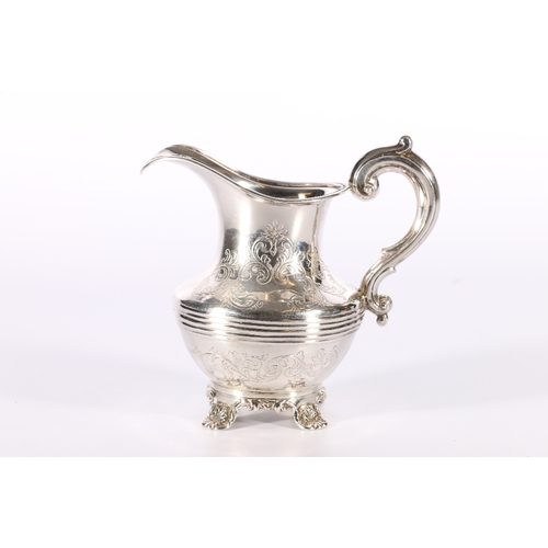 40 - Victorian silver cream jug with engraved foliate spray motifs by Richard Pearce & George Burrows... 
