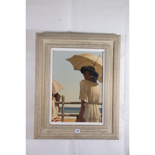 191 - JACK VETTRIANO OBE Hon LLD (Scottish b 1951) *ARR*, Girl on Promenade (Named as Woman with a Parasol... 