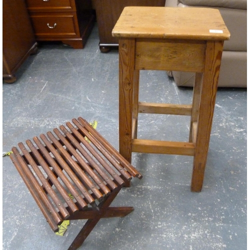 47 - Rustic country style stool and footstool.
