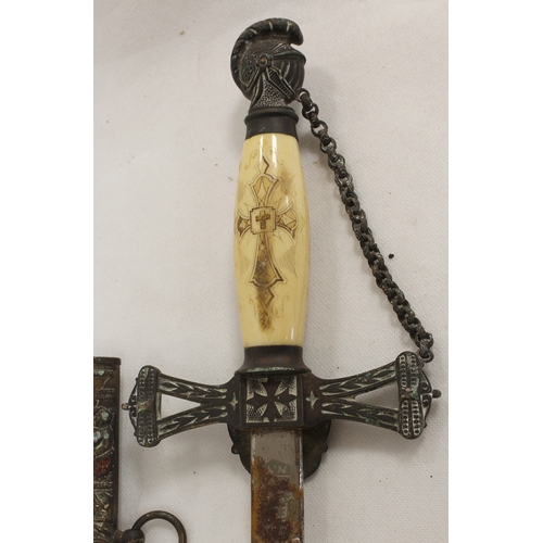 Late Victorian ivory handled Masonic sword with acid etched blade in ...