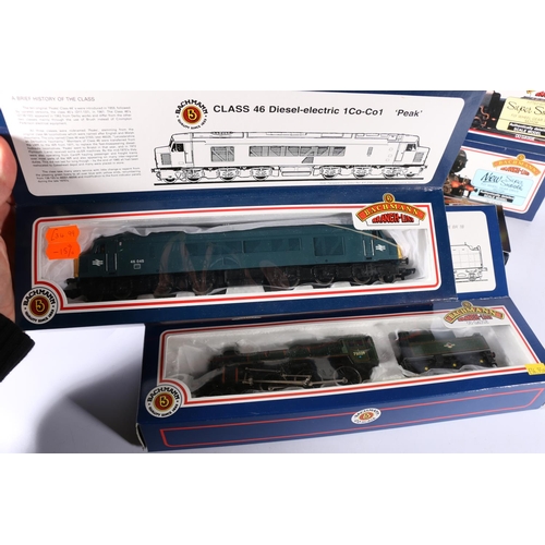 39 - Five Bachmann Branch-Line OO model railways locomotives including 31076 Class 46 Peak Diesel locomot... 