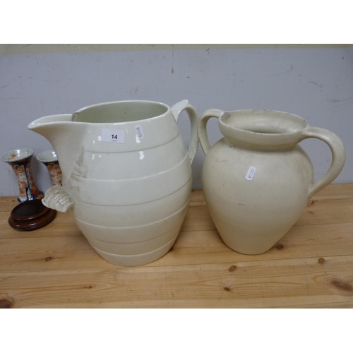 14 - Large Langley pottery vase and large dairy milk jug (2) (a.f.).