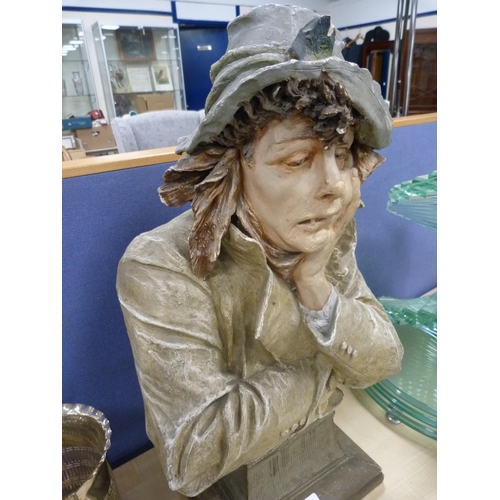 11 - Painted plaster bust of a beggar.