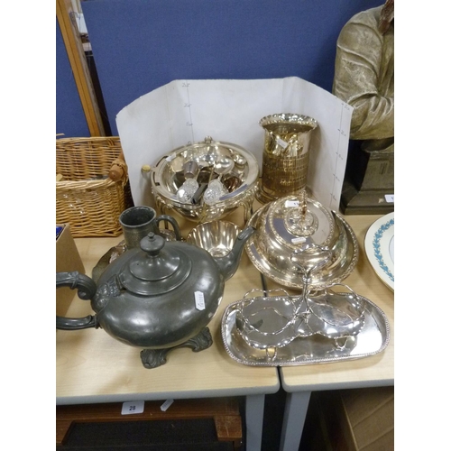 13 - Collection of EP including entree dish and cover, preserve stand, revolving breakfast dish, loose cu... 