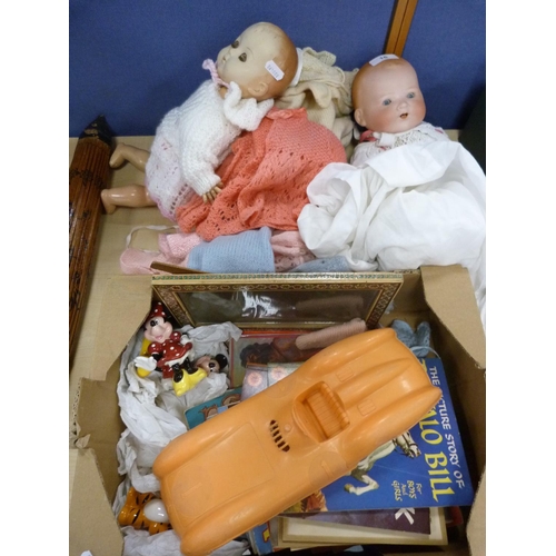 16 - Armand Marseille porcelain doll, no. 331, and another doll, 'Rosebud' with an assortment of doll's c... 