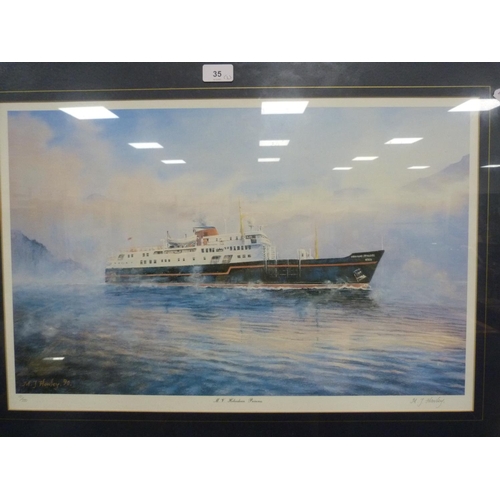 35 - MJ Howley'MV Hebridean Princess'Limited edition pencil signed print, 151/500; also another limited e... 