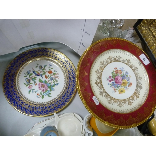 51 - Paragon china plate, Aynsley bird decorated plate, lemon squeezers, jelly moulds, pie birds etc.