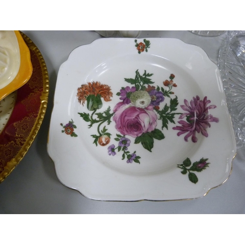 51 - Paragon china plate, Aynsley bird decorated plate, lemon squeezers, jelly moulds, pie birds etc.