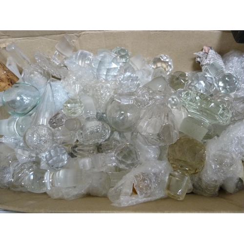 52 - Box containing large quantity of glass decanter stoppers.