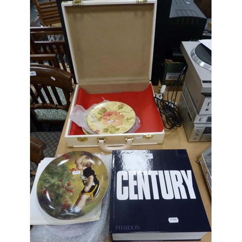 59 - Collectors' plates with certificates, place mats, Phaidon 'Century' book, Acerboni briefcase.