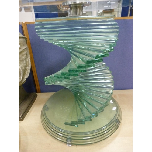 9 - Contemporary circular glass table.