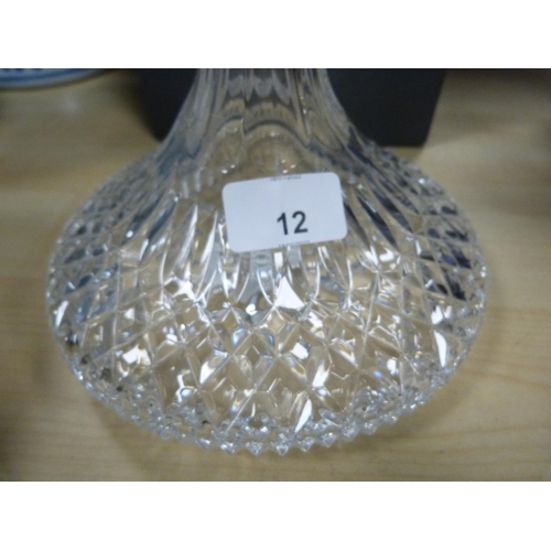 12 - Waterford ship-style crystal decanter with stopper, boxed.