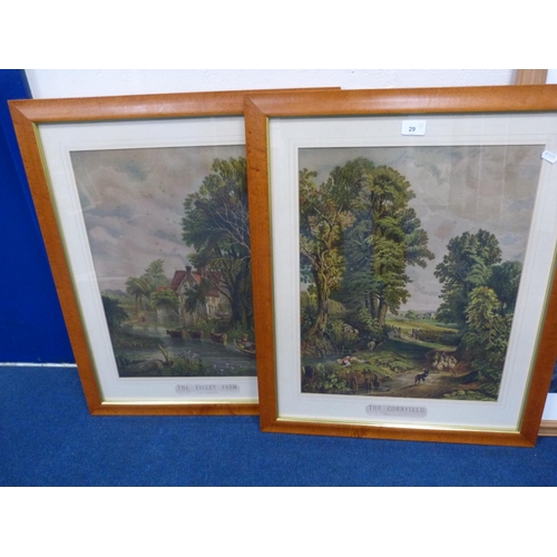 29 - Pair of prints after John Constable, 'The Cornfield' and 'The Valley Farm', and another print by Hei... 