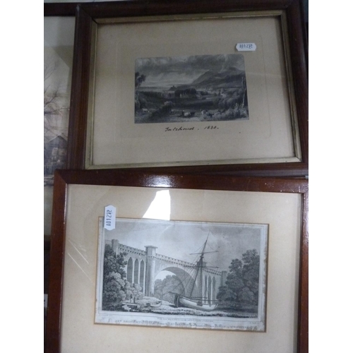 40 - Mixed group of prints including modern sampler, pencil signed photograph of a bird, small gilt frame... 