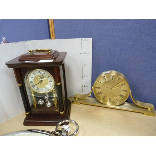 6 - Modern mantel clock, Campbell & Porter wall clock modelled as a pocket watch, modern barometer a... 