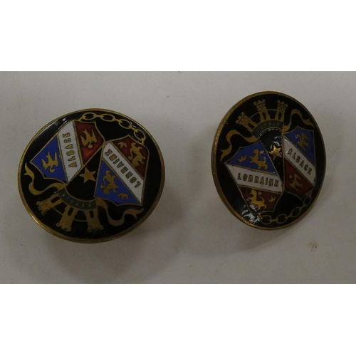 57 - Pair of enamelled Lorraine Alsace buttons.