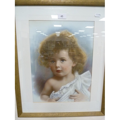 47 - Portrait of a child, signed indistinctly lower right, lithograph.