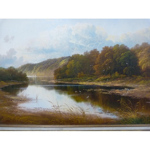57 - Andrew G KurbisRiver and landscape sceneOil, in a gilt frame.