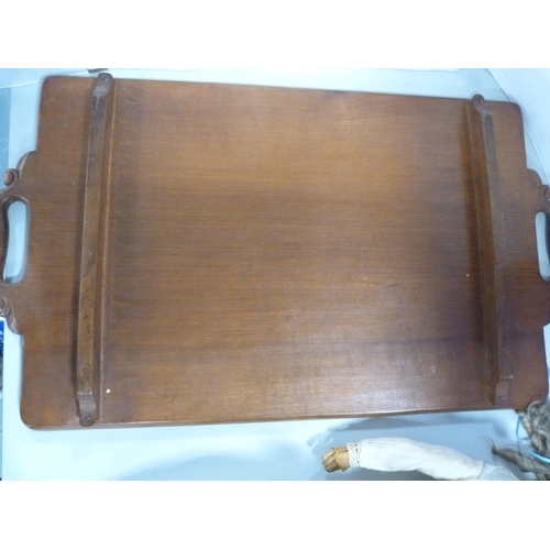 28 - Indian-style carved teak serving tray.