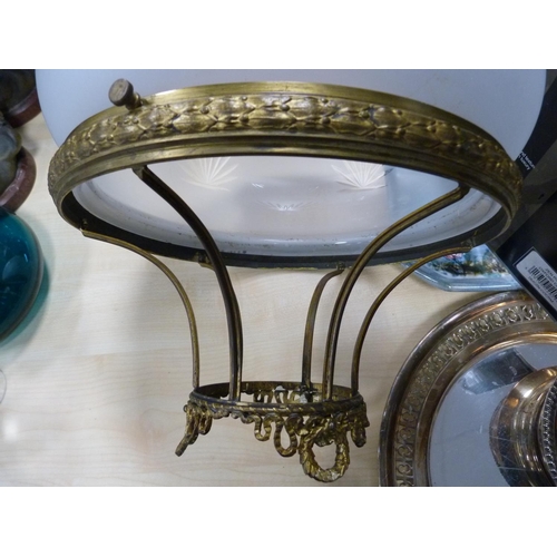 4 - French-style gilt framed hall light with glass shade.