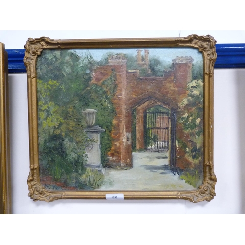 56 - Brenda BealThe Gardening Gate, Nonsuch ParkSigned and dated, oil on board.... 