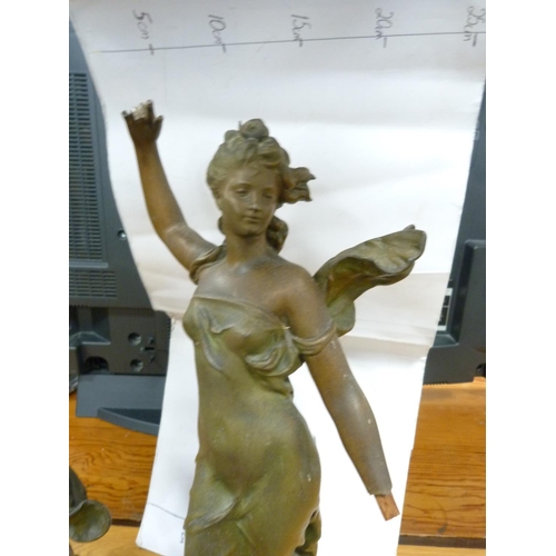 6 - Pair of French spelter figures modelled as classical females, on fixed bases.