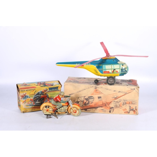 15 - Technofix 273 tinplate clockwork helicopter ACY7015 GE273 'US Zone Germany' boxed and a Technofix 25... 