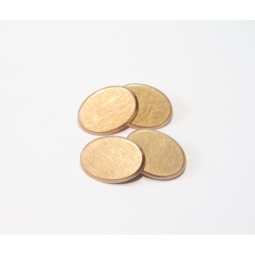 60 - Pair of 9ct gold cufflinks, uninscribed ovals, 8.6g.