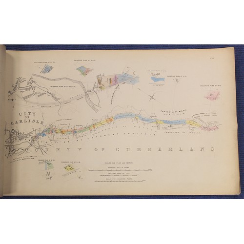 23 - Railway-Lancaster to Carlisle.  Hand col. eng. plans of the route together with sections. ... 