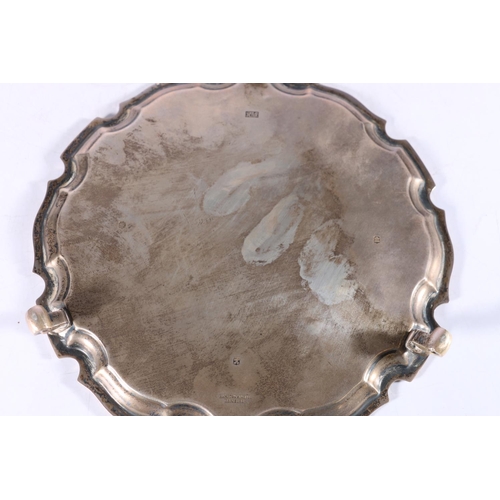 40 - George VI sterling silver salver with pie crust edge a scroll feet, Hamilton and Inches, Edinburgh, ... 