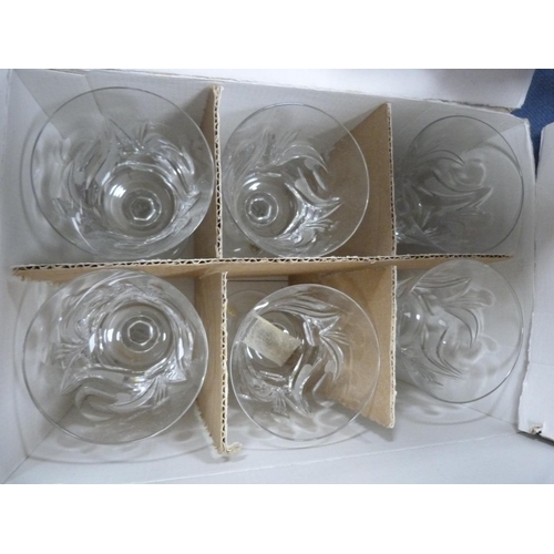 1 - Sirram cased picnic set, wine coolers, boxed set of six Slovenia cut glass wine glasses and a glass ... 