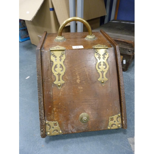 21 - Brass-bound coal depot and a vintage travel case.  (2)
