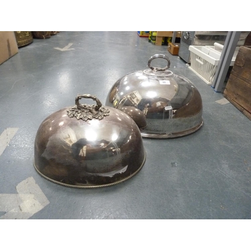 60 - Two large EP domed metal cloche covers.