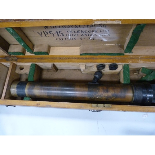 7 - W Ottway & Co., WWI period telescope, VP5-15, for a high-angle gun, in original fitted wooden bo... 