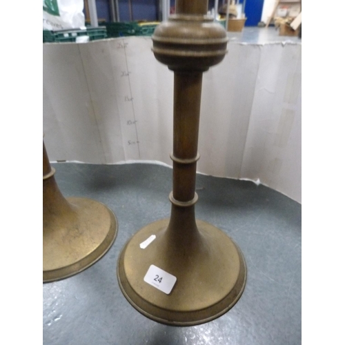 24 - Pair of Victorian-style brass candle stands.  (2)