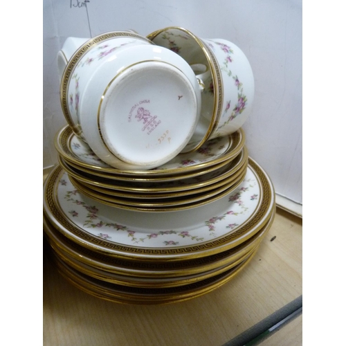 25 - Three part tea sets to include Roslyn and Balmoral.