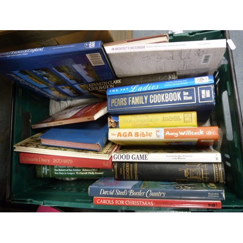 41 - Three cartons containing books to include cookery etc.