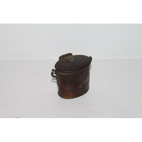 53 - Antique metal tinder box stamped H Smith, 5.5cm.