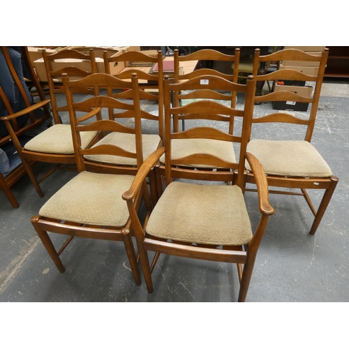 Set of six Ercol ladder back chairs (2+4).